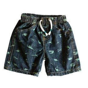 Little Rebels Denim Dinosaur Pull-On Shorts 2T